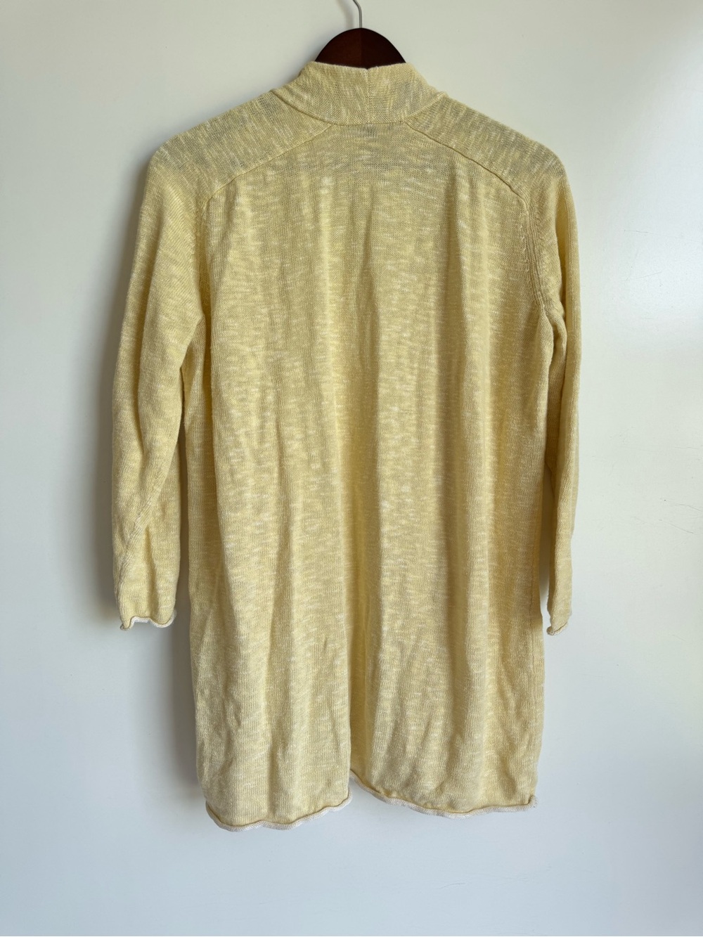 Eileen Fisher Organic Cotton Linen Slub Long Cardigan butter yellow knit small - Picture 5 of 7